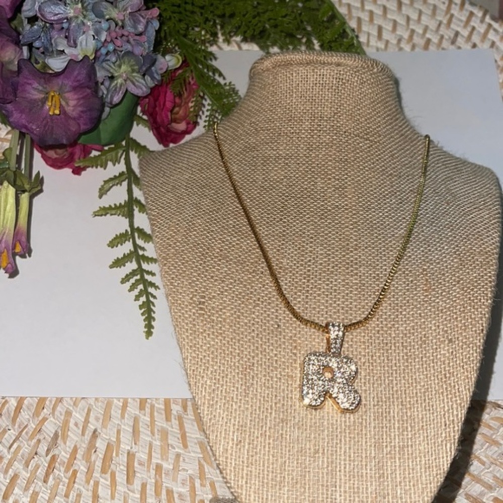 Stainless Steel Color Gold Initial Necklace R